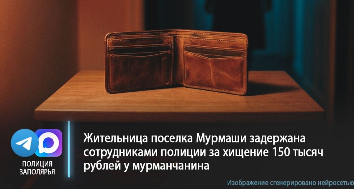 Жительница поселка Мурмаши задержана за кражу 150 тысяч рублей у мурманчанина